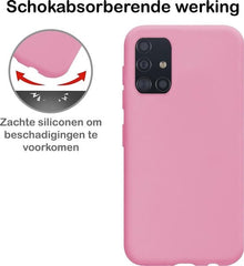 Samsung A71 Hoesje Siliconen Backcover Lichtgewicht - Roze