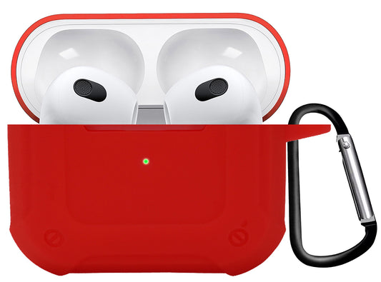 AirPods 3 Hoesje Shock Proof Case Siliconen met Clip - Rood