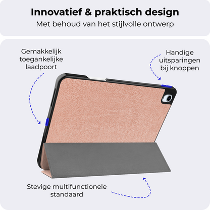 iPad Air 2024 / 2025 (11 inch) Trifold Bookcase Hoes met Penhouder voor Apple Pen - Rosé goud