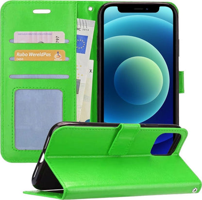 iPhone 12 Mini Hoesje Bookcase Cover met Kaarthouder - Groen