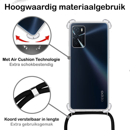 OPPO A16 Hoesje met Koord Siliconen - Transparant