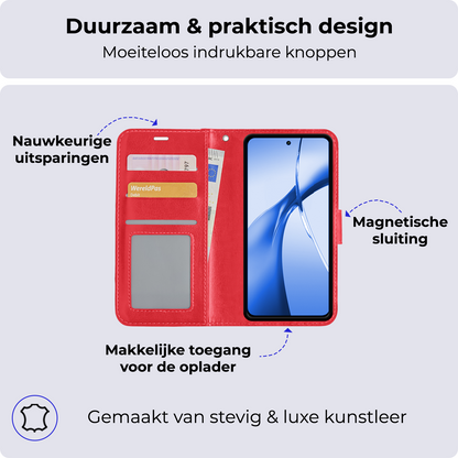 OnePlus Nord CE 4 Hoesje Bookcase Cover met Kaarthouder - Rood