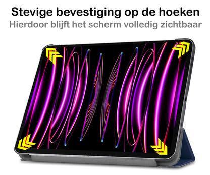 iPad Pro 2022 (12.9 inch) Trifold Bookcase Hoes - Donkerblauw