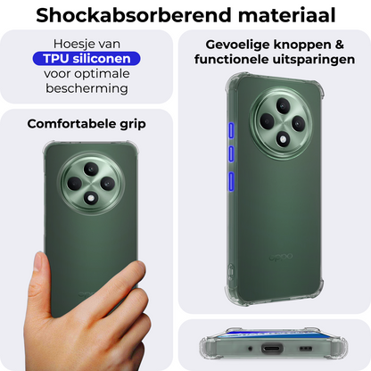 Oppo Reno 12 F Hoesje Shockproof Backcover Siliconen - Transparant