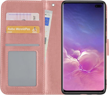 Samsung S10 Hoesje Bookcase Cover met Kaarthouder - Rosé goud