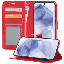 Samsung A55 Hoesje Bookcase Cover met Kaarthouder - Rood