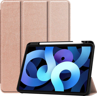 iPad Air 2020 Trifold Bookcase Hoes met Penhouder voor Apple Pen - Rosé goud
