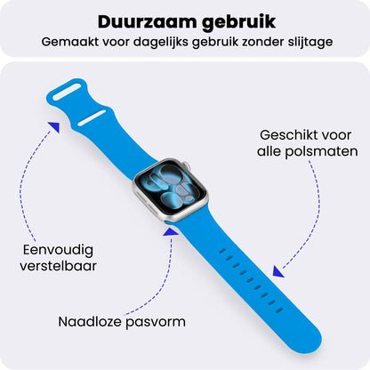 Apple Watch 1, 2, 3, 4, 5, 6, 7, 8, 9, 10, 11, SE - 42/44/45/46 mm Bandje Siliconen met verstelbare polsband - Blauw