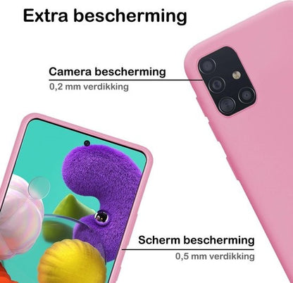 Samsung A51 Hoesje Siliconen Backcover Lichtgewicht - Roze