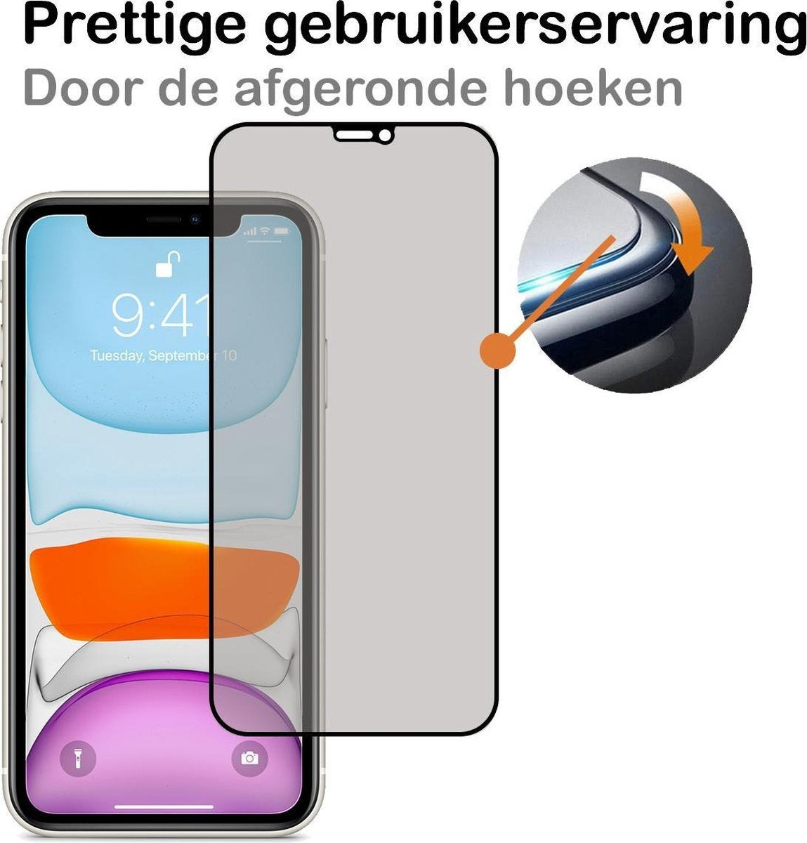 Screenprotector Geschikt voor iPhone X/Xs/11 Pro Screenprotector Privacy Tempered Glass