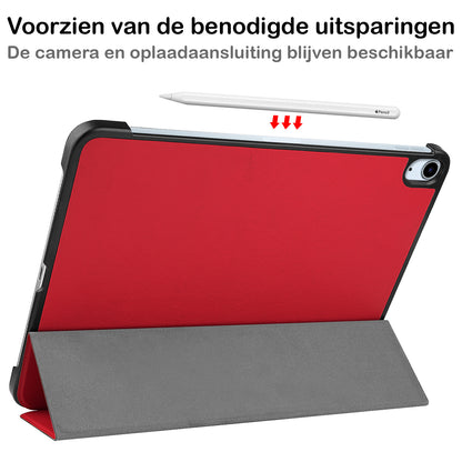 iPad Air 2022 Trifold Bookcase Hoes - Rood