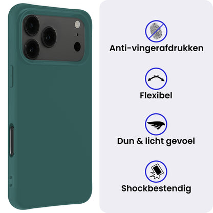 iPhone 17 Pro Max Hoesje Siliconen Backcover Lichtgewicht - Donkergroen