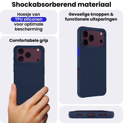 iPhone 18 Pro Max Hoesje Siliconen Backcover Lichtgewicht - Donkerblauw