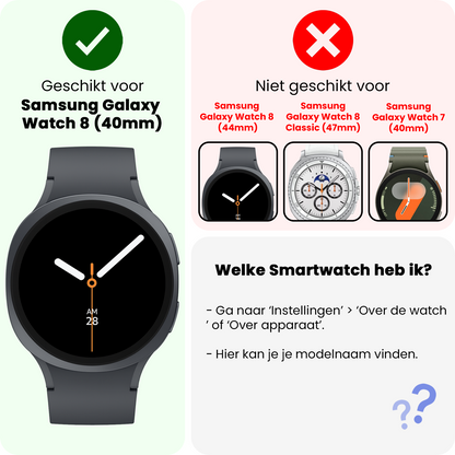 Samsung Watch 8 (40 mm) Screenprotector Gehard Glas - Anti-kras