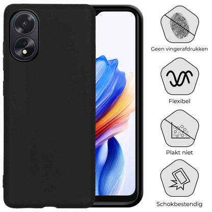 OPPO A18 Hoesje Siliconen Backcover Lichtgewicht - Zwart