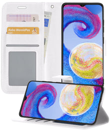 Samsung A04s Hoesje Bookcase Cover met Kaarthouder - Wit
