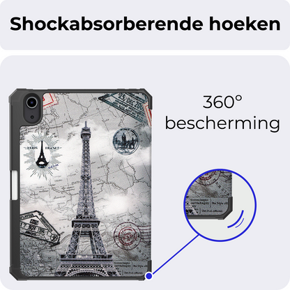 iPad Mini 7 Trifold Bookcase Hoes met Penhouder voor Apple Pen - Eiffeltoren