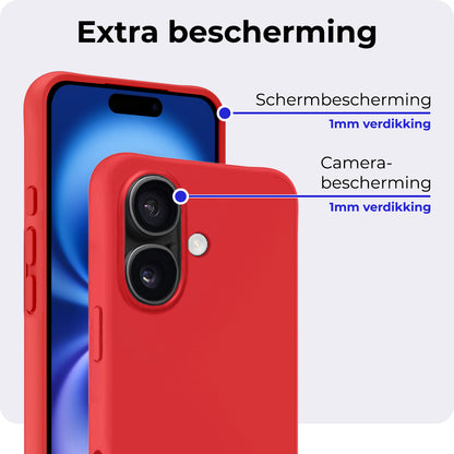 iPhone 16 Plus Hoesje Siliconen Backcover Lichtgewicht - Rood