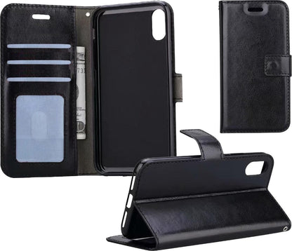 iPhone X Hoesje Bookcase Cover met Kaarthouder - Zwart