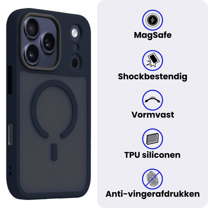 iPhone 17 Pro Max Hoesje Geschikt voor Magsafe Backcover Shockproof - Donkerblauw