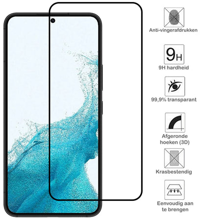 Samsung S22 Plus Screenprotector Full Cover Tempered Glass