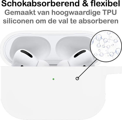 Airpods Pro Hoesje Siliconen met Clip - Wit