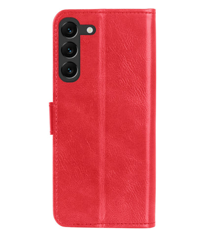 Samsung S23 Hoesje Bookcase Cover met Kaarthouder - Rood