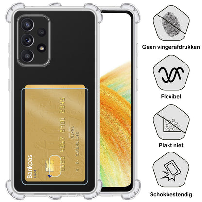 Samsung A33 Hoesje Kaarthouder Backcover Shockproof - Transparant