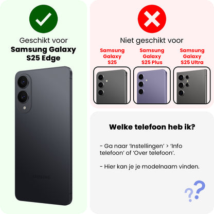 Samsung S25 Edge Hoesje Bookcase Cover met Kaarthouder - Zwart