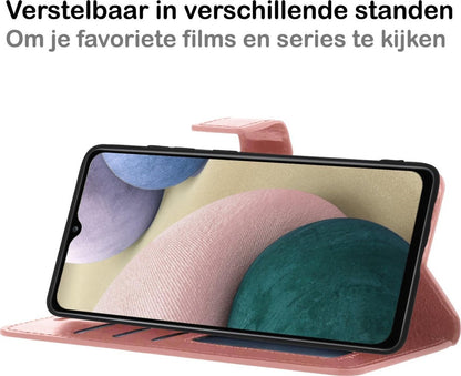 Samsung A12 Hoesje Bookcase Cover met Kaarthouder - Rosé goud