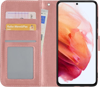 Samsung S21 Hoesje Bookcase Cover met Kaarthouder - Rosé goud