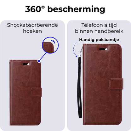 Samsung A35 Hoesje Bookcase Cover met Kaarthouder - Bruin