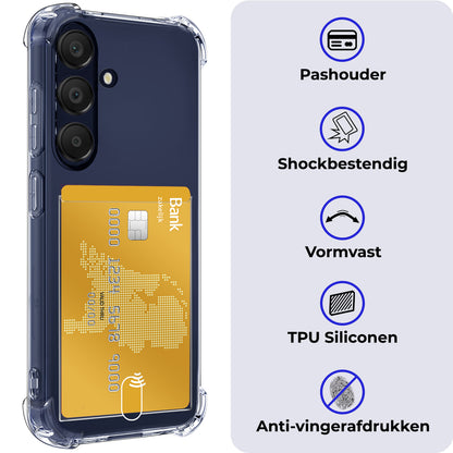 Samsung A25 Hoesje Kaarthouder Backcover Shockproof - Transparant