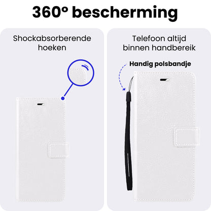 Samsung S25 Hoesje Bookcase Cover met Kaarthouder - Wit