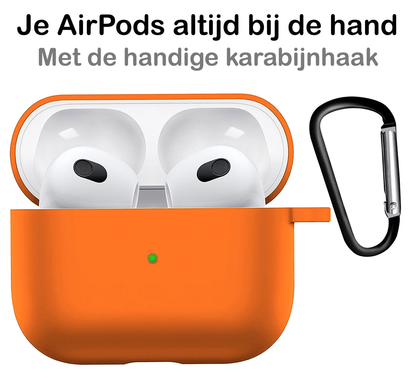 AirPods 3 Hoesje Siliconen met Clip - Oranje