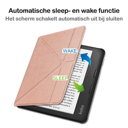 Kobo Sage Trifold Bookcase Hoes - Rosé Goud