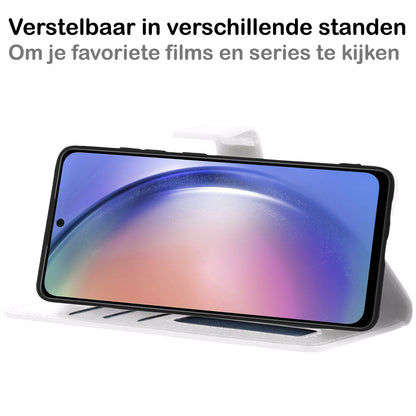 Samsung A54 Hoesje Bookcase Cover met Kaarthouder - Wit