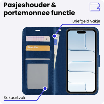 iPhone Air Hoesje Bookcase Cover met Kaarthouder - Donkerblauw