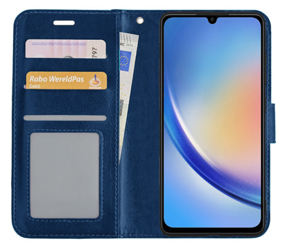 Samsung A34 Hoesje Book Case Kunstleer - Donkerblauw