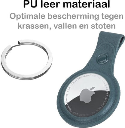 Apple AirTag Hoesje Leren Full Cover Lichtgewicht - Donkergroen