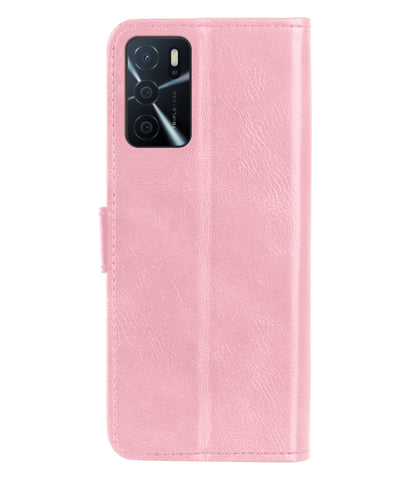 OPPO A16s Hoesje Bookcase Cover met Kaarthouder - Lichtroze