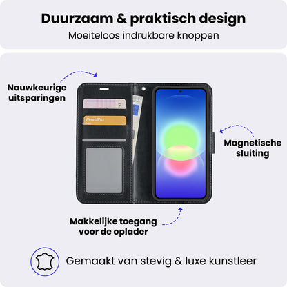 Samsung A27 Hoesje Bookcase Cover met Kaarthouder - Zwart