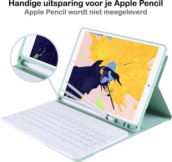 iPad 10.2 2020 Hoesje Toetsenbord Case Kunstleer - Mint Groen