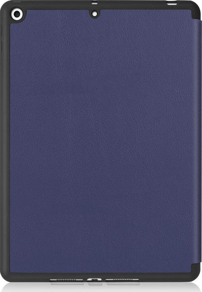 iPad 10.2 2019 Trifold Bookcase Hoes met Penhouder voor Apple Pen - Donkerblauw