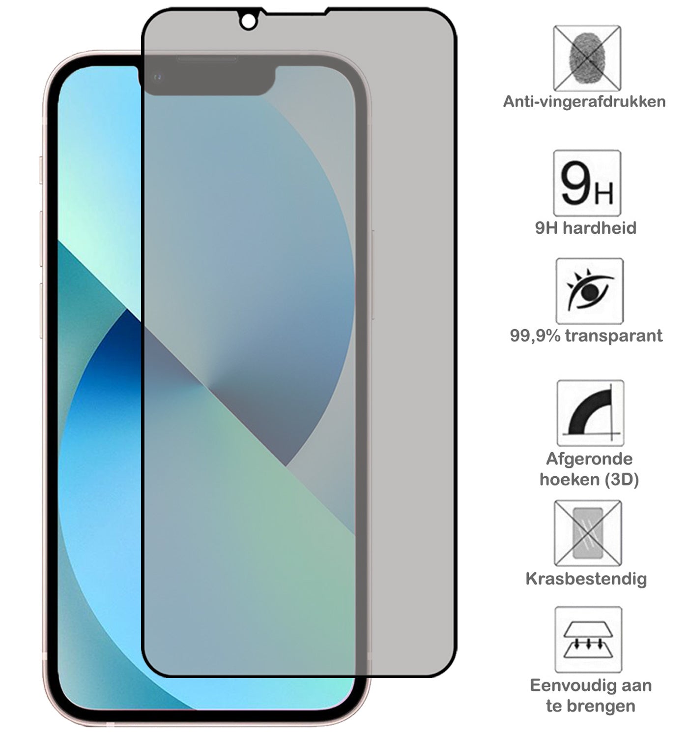 iPhone 13 Pro Max Screenprotector Privacy Tempered Glass