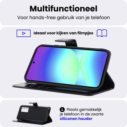 Samsung A56 Hoesje Bookcase Cover met Kaarthouder - Zwart