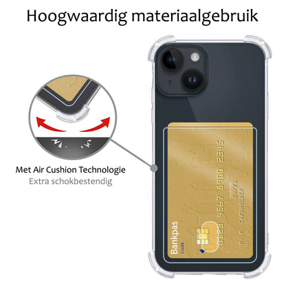 iPhone 15 Hoesje Kaarthouder Backcover Shockproof - Transparant