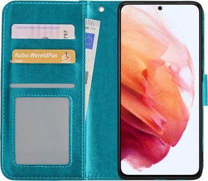 Samsung S21 Hoesje Book Case Kunstleer - Turquoise