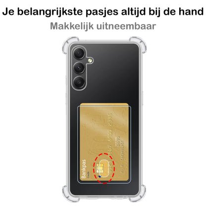 Samsung A34 Hoesje Kaarthouder Backcover Shockproof - Transparant