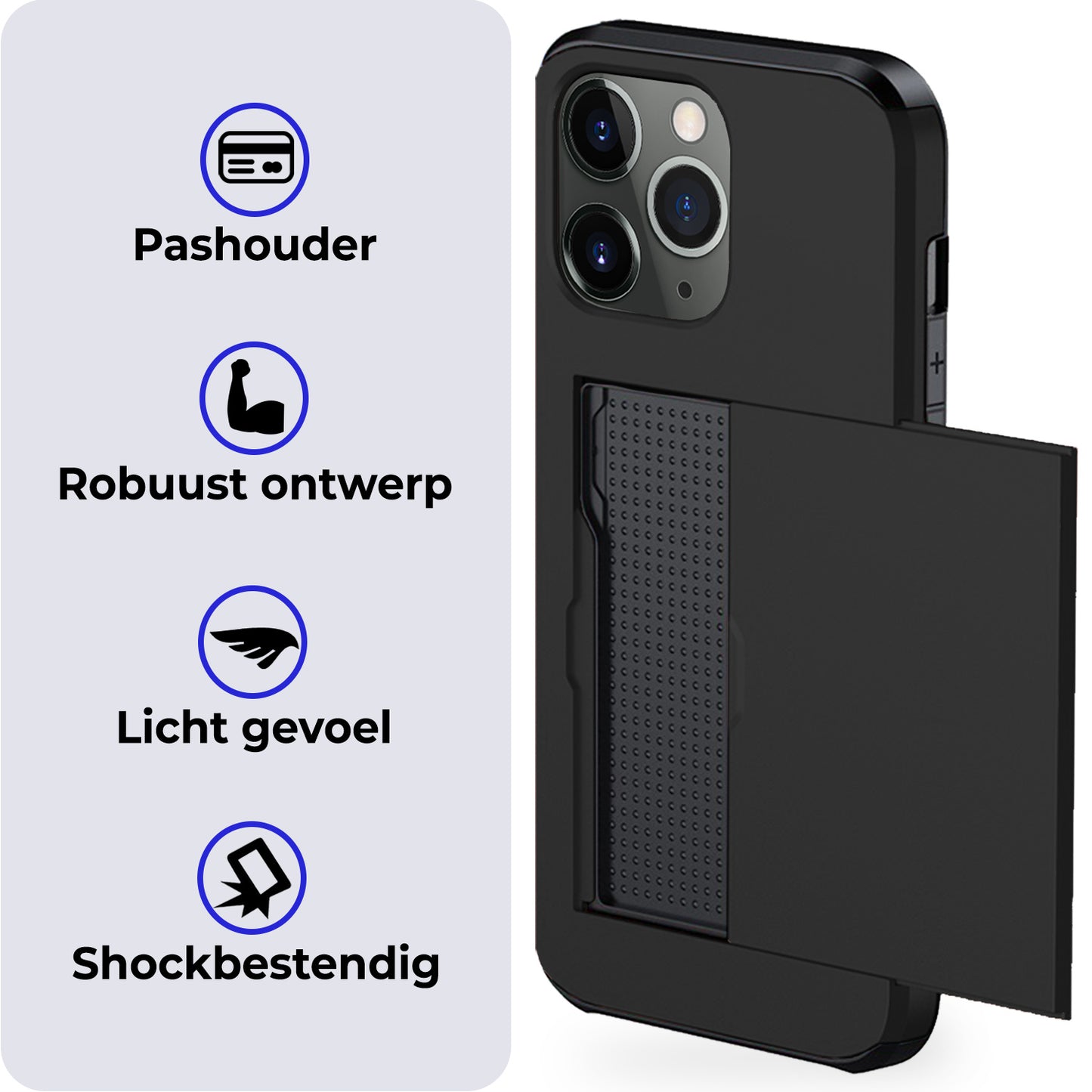 iPhone 11 Pro Hard Case Met Pashouder - Zwart